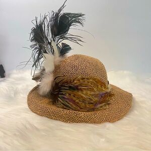 Diane  Feathersmith Handmade Designer Hat Vintage Multicolored Feathers